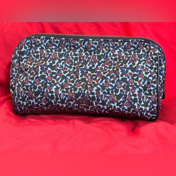 Coach Blue Floral Cosmetic Bag - Picture 1 of 11
